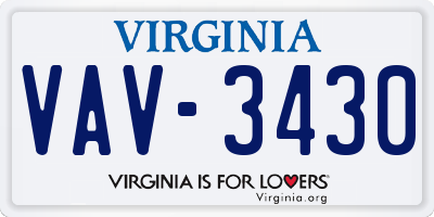 VA license plate VAV3430