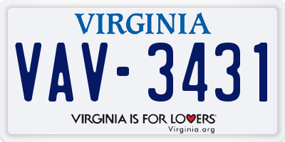 VA license plate VAV3431