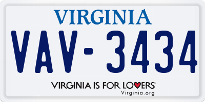 VA license plate VAV3434