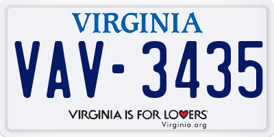 VA license plate VAV3435