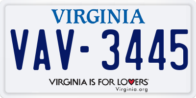 VA license plate VAV3445
