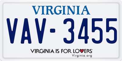VA license plate VAV3455
