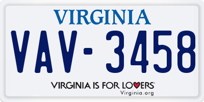 VA license plate VAV3458