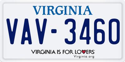 VA license plate VAV3460