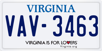 VA license plate VAV3463