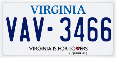 VA license plate VAV3466