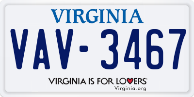 VA license plate VAV3467