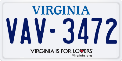 VA license plate VAV3472