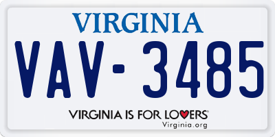 VA license plate VAV3485