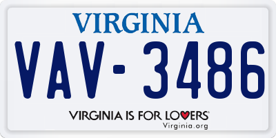 VA license plate VAV3486