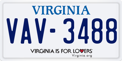 VA license plate VAV3488