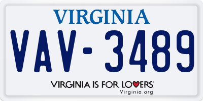 VA license plate VAV3489