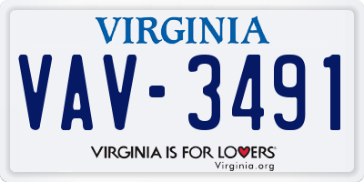 VA license plate VAV3491