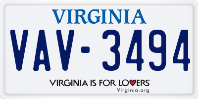 VA license plate VAV3494