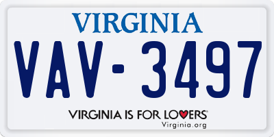 VA license plate VAV3497