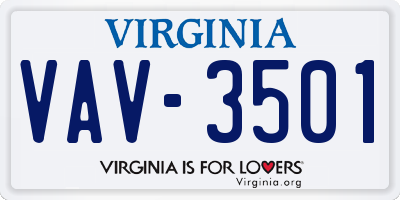 VA license plate VAV3501