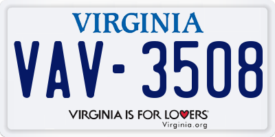 VA license plate VAV3508