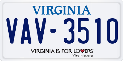 VA license plate VAV3510