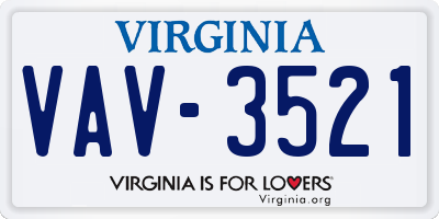 VA license plate VAV3521