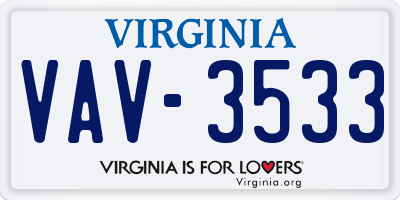 VA license plate VAV3533