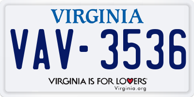 VA license plate VAV3536