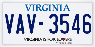 VA license plate VAV3546