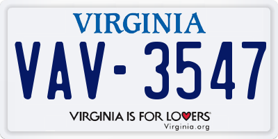 VA license plate VAV3547