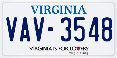 VA license plate VAV3548