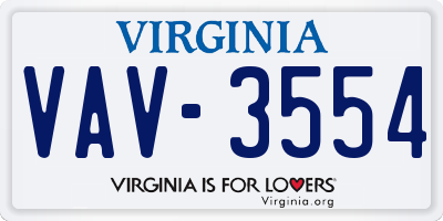 VA license plate VAV3554