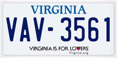 VA license plate VAV3561