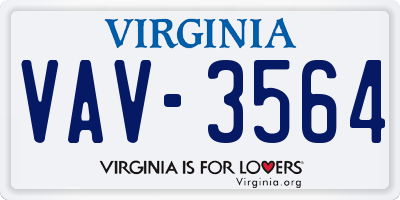 VA license plate VAV3564