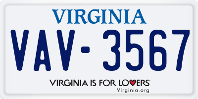 VA license plate VAV3567
