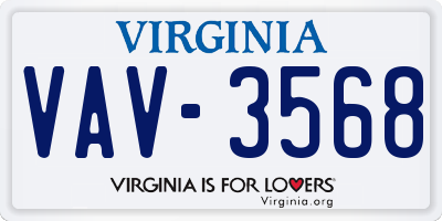 VA license plate VAV3568