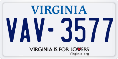 VA license plate VAV3577