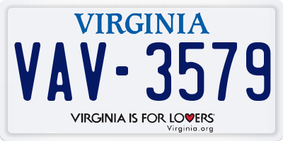VA license plate VAV3579