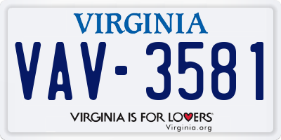 VA license plate VAV3581