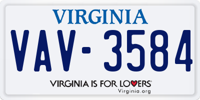VA license plate VAV3584