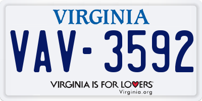 VA license plate VAV3592