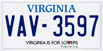 VA license plate VAV3597