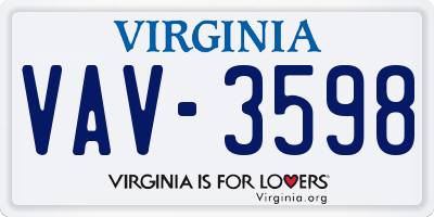 VA license plate VAV3598