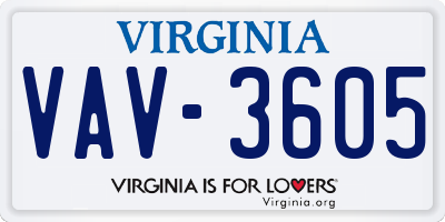 VA license plate VAV3605