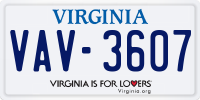 VA license plate VAV3607