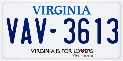 VA license plate VAV3613