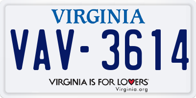 VA license plate VAV3614