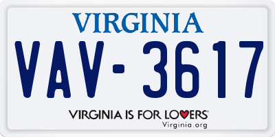 VA license plate VAV3617