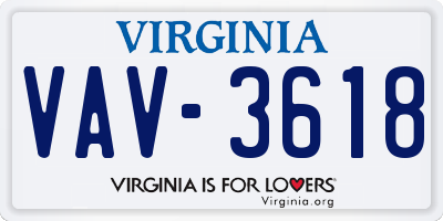 VA license plate VAV3618