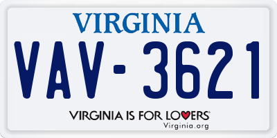 VA license plate VAV3621