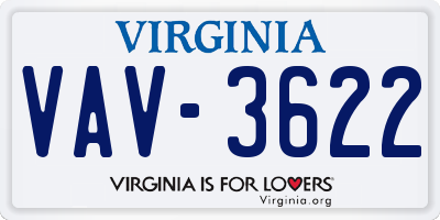 VA license plate VAV3622