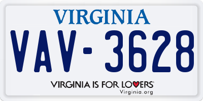 VA license plate VAV3628