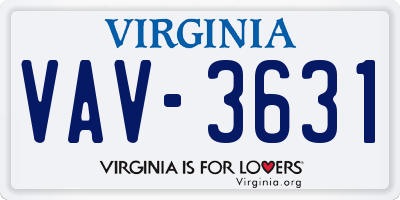 VA license plate VAV3631